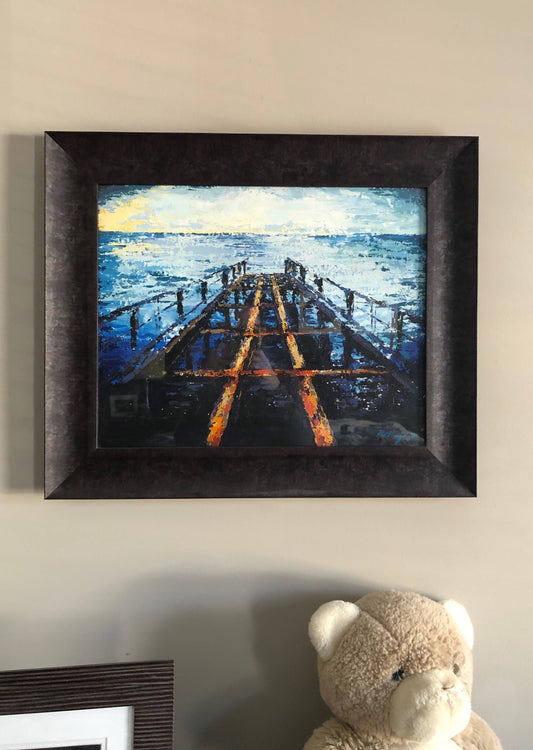 (boat launching) acrylic painting