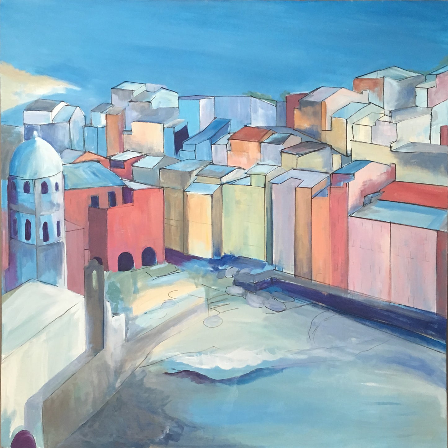 (a cinque terre beach) acrylic painting