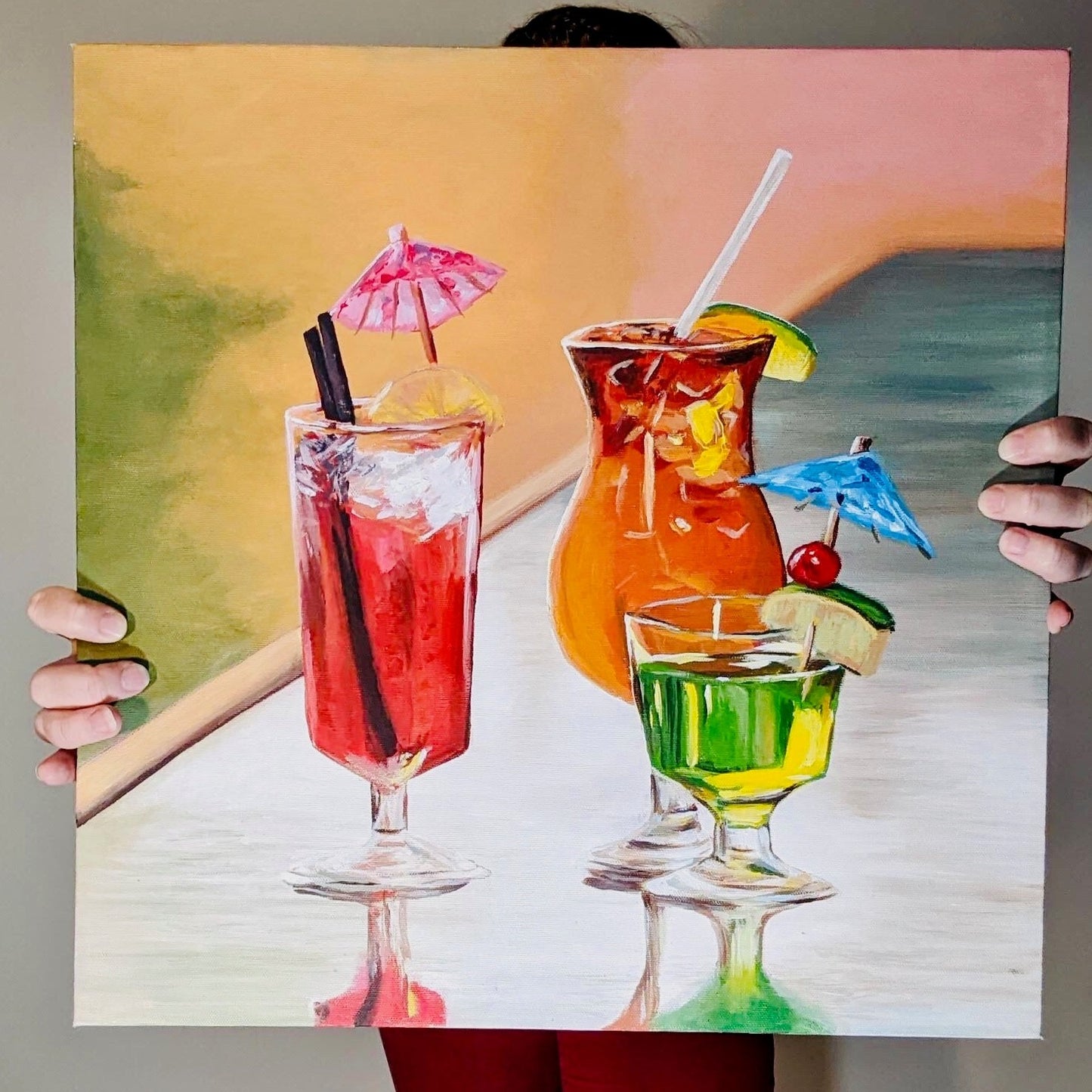 (table of cocktails) acrylic painting